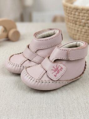 Pink Leather Baby Moccasin Boots